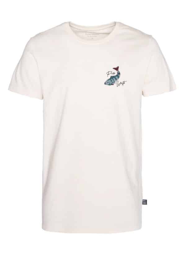 A unisex T-shirt with a fish motif in front