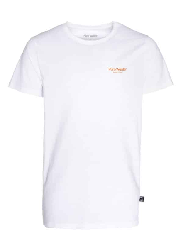 A white unisex T-shirt with a logo