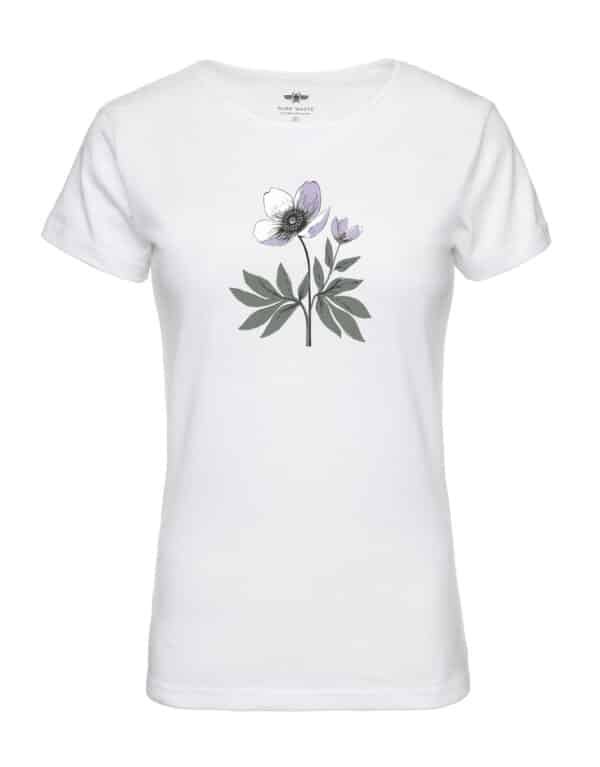 Womens white T-shirt with a flower print