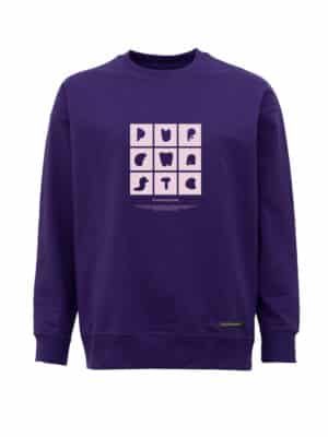 Womens purple sweatshirt with a cubic print