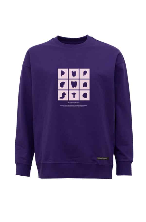 Womens purple sweatshirt with a cubic print