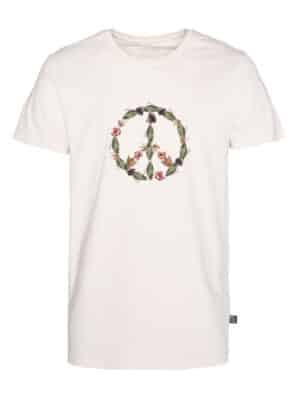 Miesten luonnonvalkoinen T-paita peace-merkillä