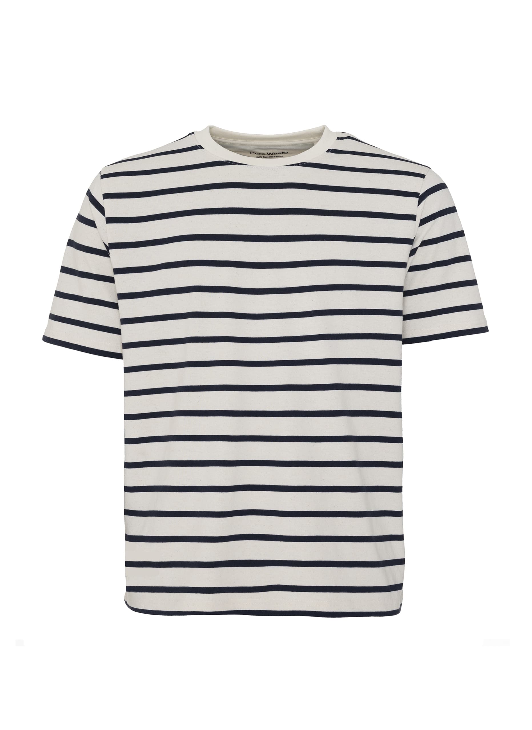 purewaste striped loose fit t-shirt, ecru and solid navy